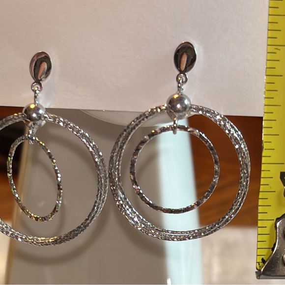 Zato’s 925 Sterling Silver Elegant Quad  Hoop Dangle Stud Earrings Italy - Picture 2 of 8